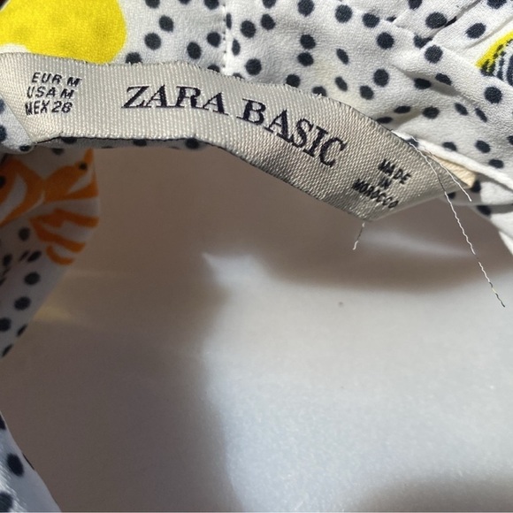 Zara Multicolor Polka Dot Blouse with Ruffles Tie Size M - Picture 10 of 10